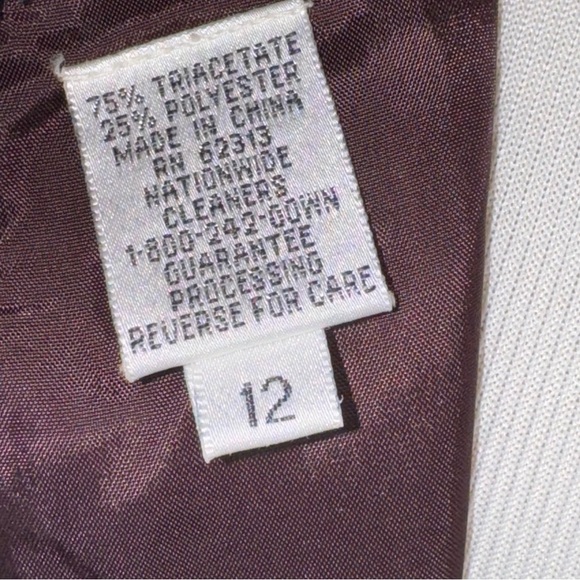 Vintage Oleg Cassini Black Tie Brown Satin Beaded Short Sleeve Dress Sz 12 - Picture 13 of 17